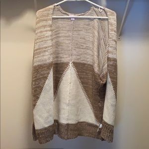 Cream and brown cardigan sweater